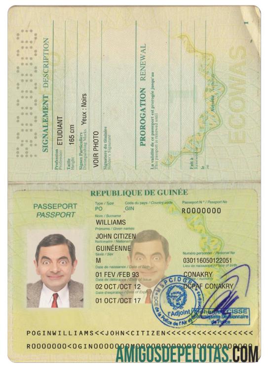 Passaporte da Guiné Versão 2 modelo